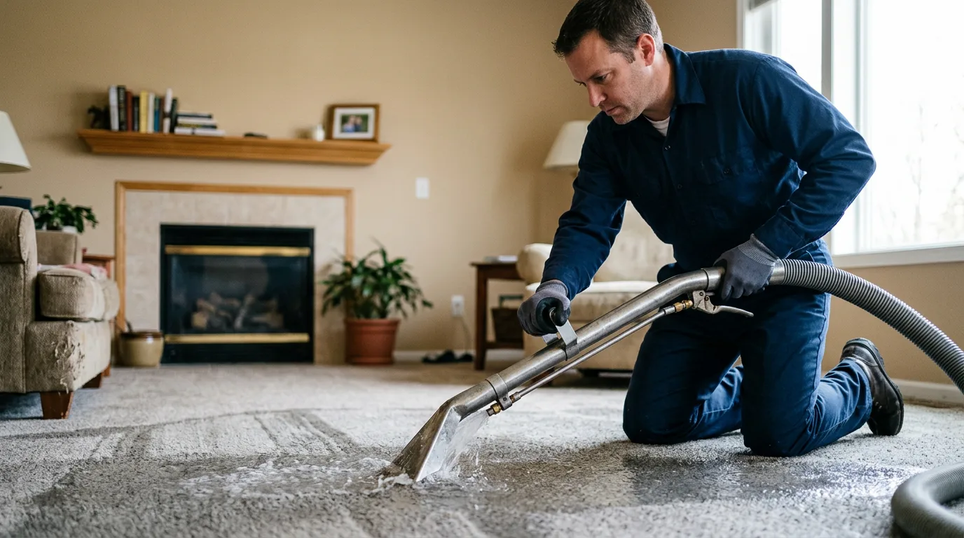 Water damage restoration technician working near Priddy, TX